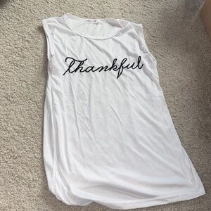 White Sleeveless Top with 'Thankful' Print